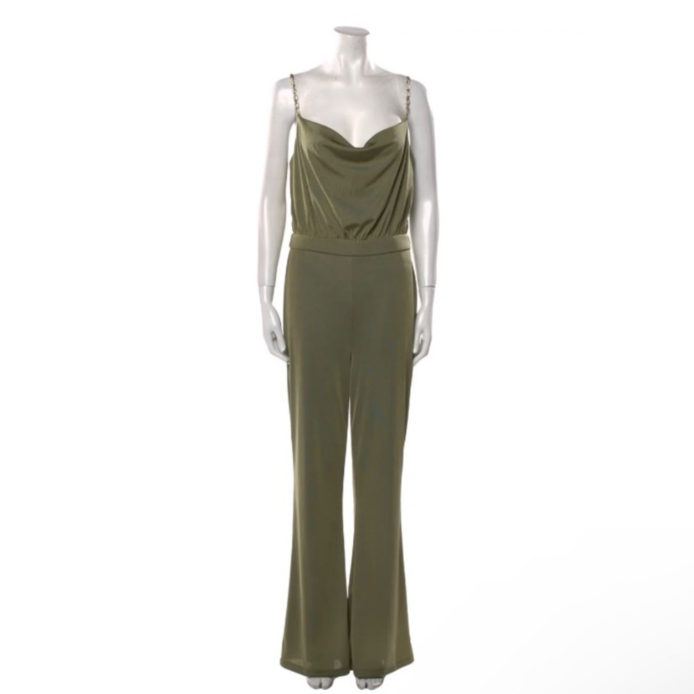 Jason Wu Women’s Cowl Neck Green Jumpsuit Size Large and X-Large, NWT, MSRP $325